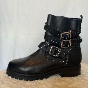 Zara leather studded boots